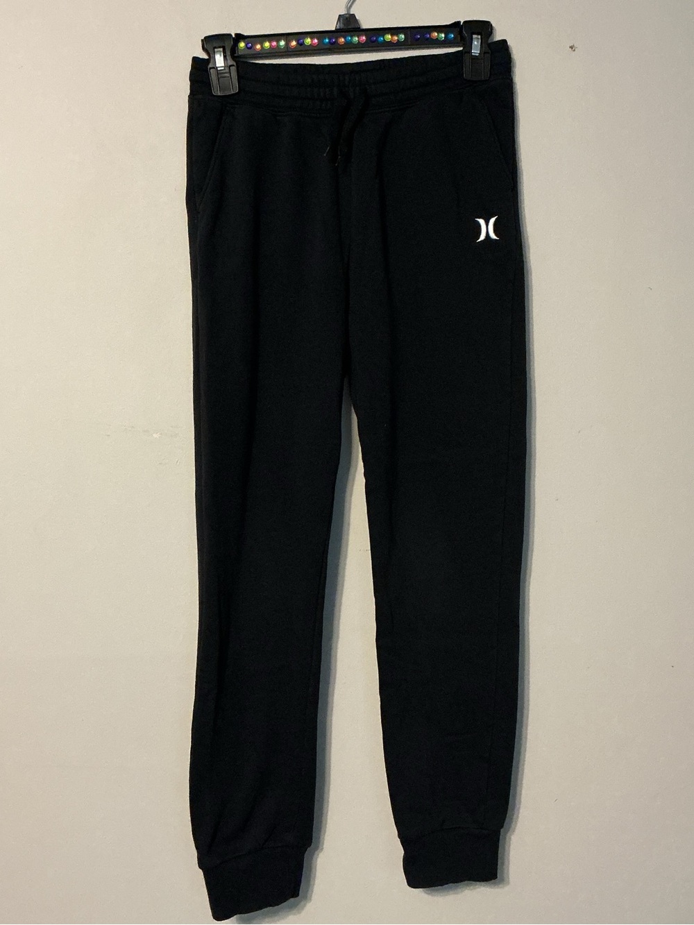 Hurley Black Kids Fleece Joggers with White Logo